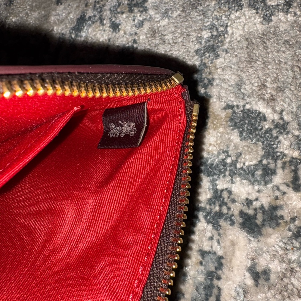 Coach Red and Brown Zip Pouch Wrislet - Picture 4 of 4